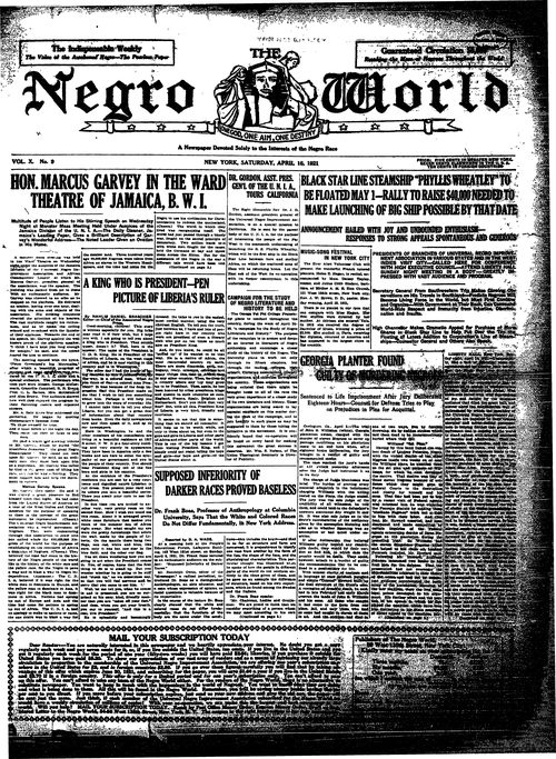 Front page, April 16, 1921