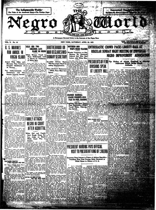Front page, April 23, 1921