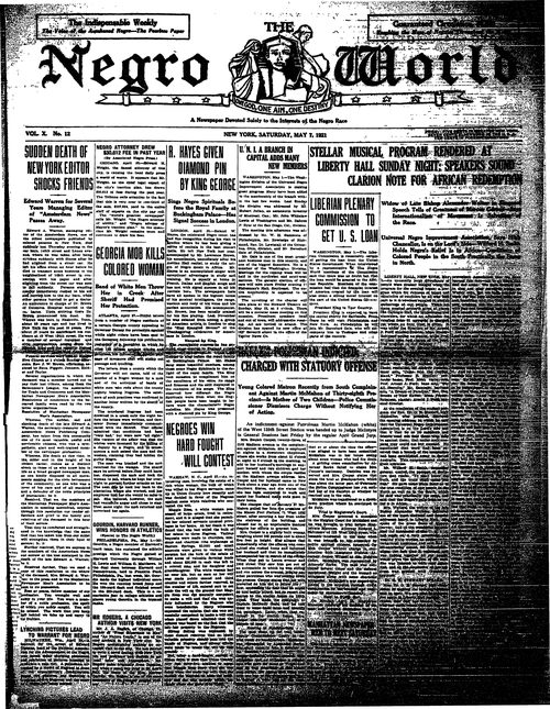 Front page, May 7, 1921