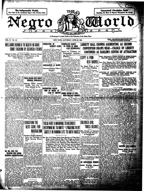Front page, June 25, 1921