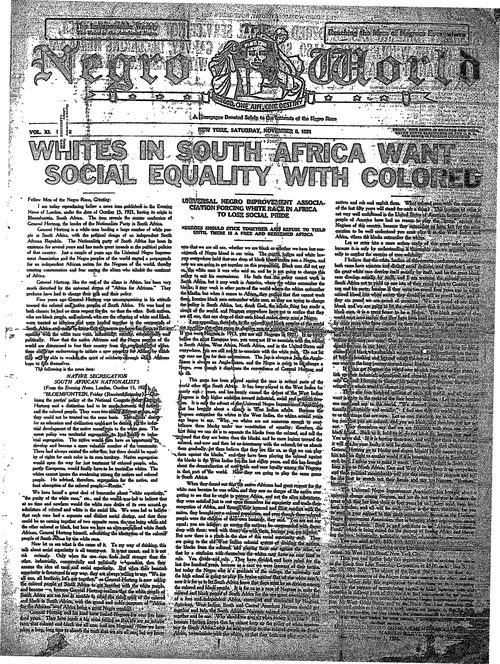 Front page, November 5, 1921