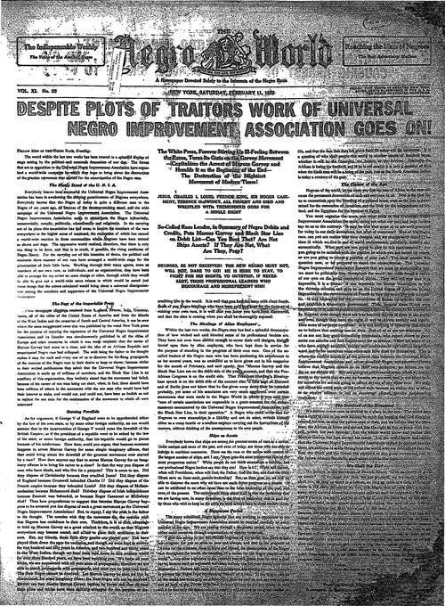 Front page, February 11, 1922