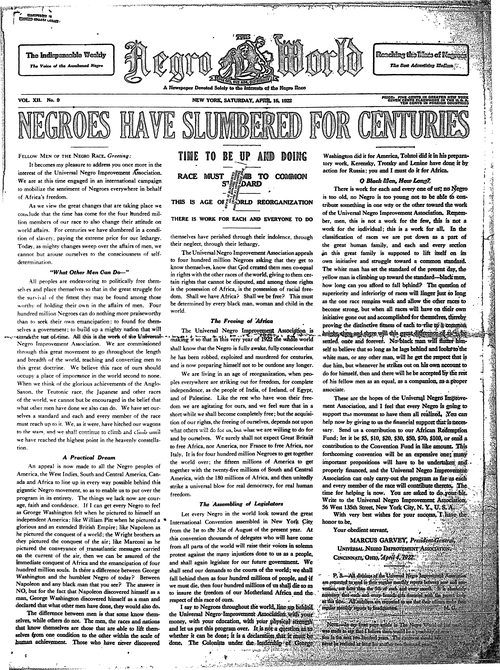 Front page, April 15, 1922