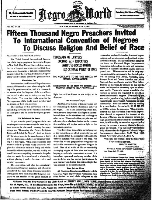 Front page, July 15, 1922