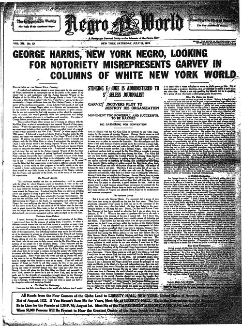 Front page, July 22, 1922