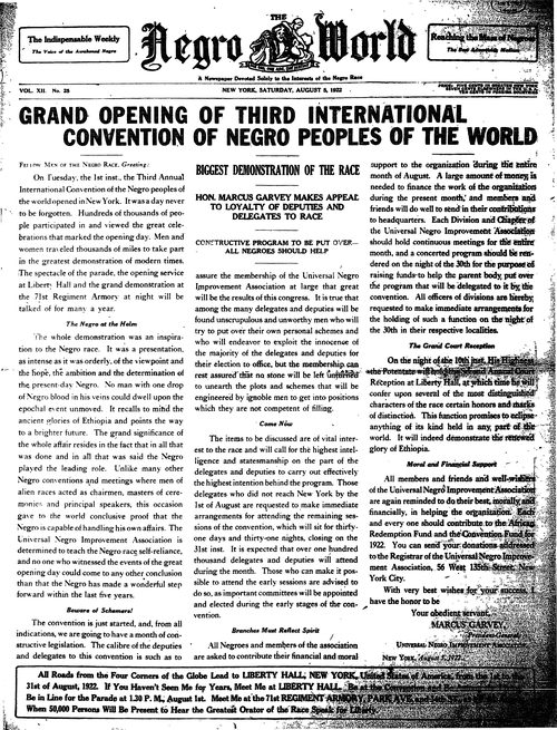 Front page, August 5, 1922