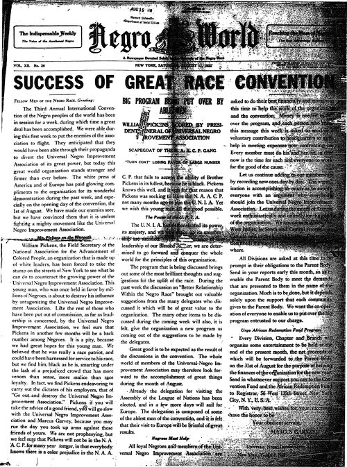 Front page, August 12, 1922