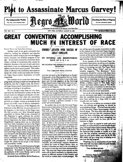 Front page, August 19, 1922
