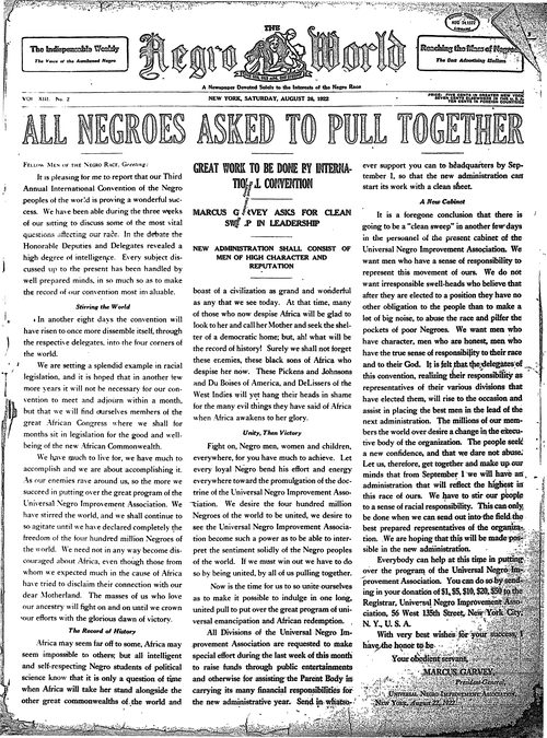 Front page, August 26, 1922