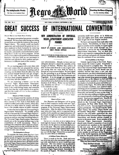 Front page, September 2, 1922