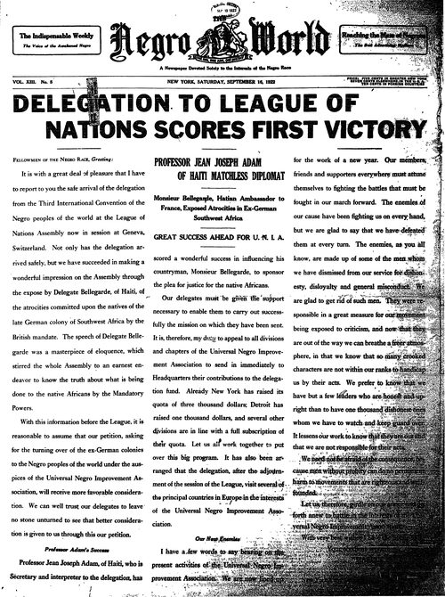 Front page, September 16, 1922