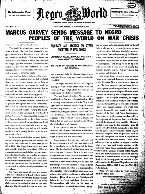 Front page, September 23, 1922