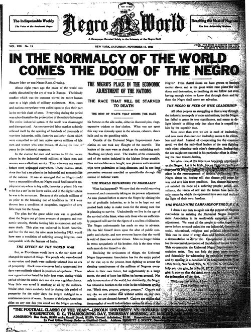 Front page, November 11, 1922