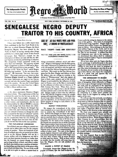 Front page, November 25, 1922