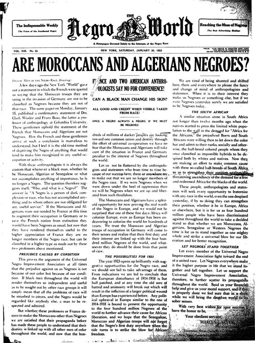 Front page, January 20, 1923