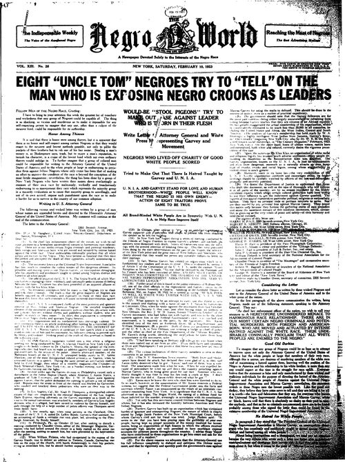 Front page, February 10, 1923