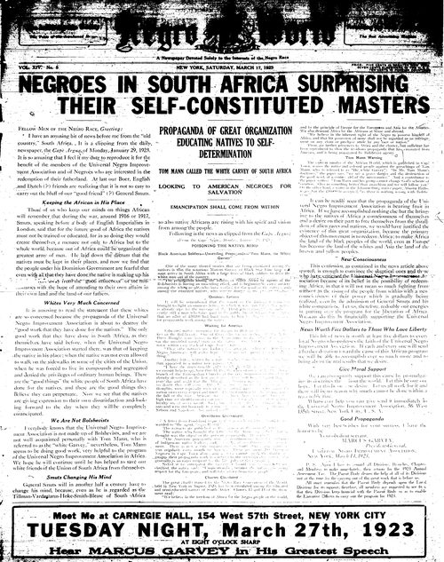 Front page, March 17, 1923