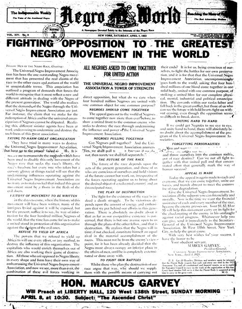 Front page, April 7, 1923