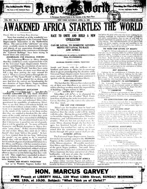 Front page, April 14, 1923