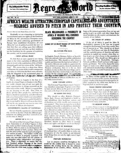 Front page, April 21, 1923