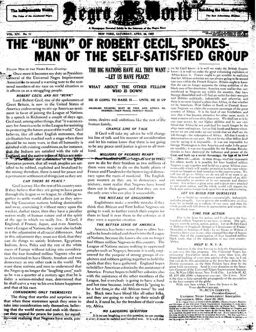 Front page, April 28, 1923