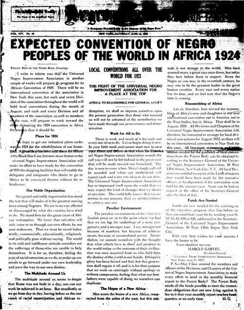 Front page, June 16, 1923