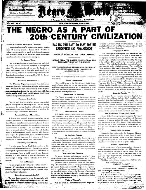 Front page, July 21, 1923