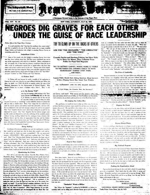 Front page, July 28, 1923