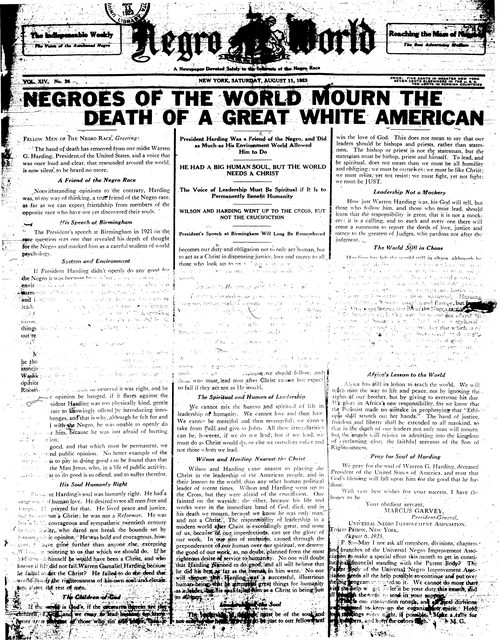Front page, August 11, 1923