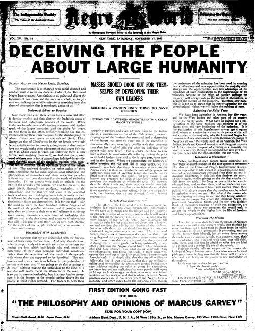 Front page, November 17, 1923