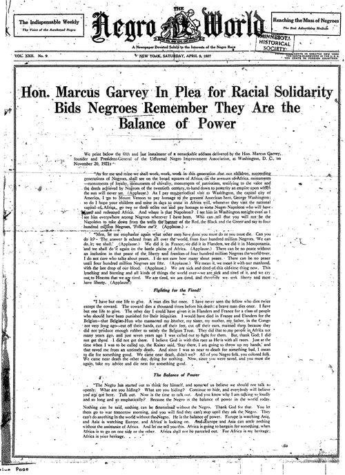 Front page, April 9, 1927