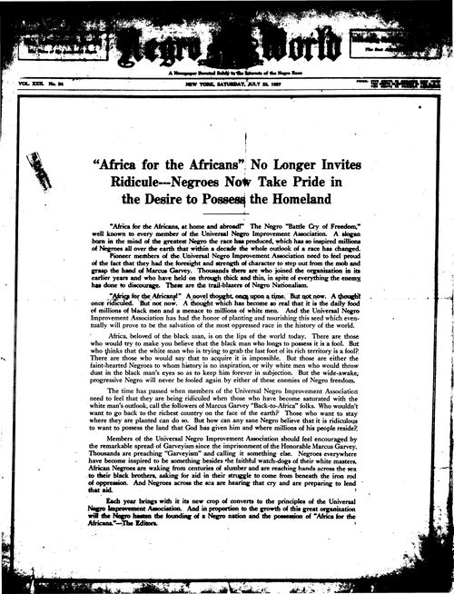 Front page, July 23, 1927