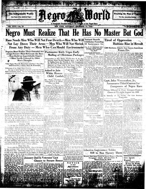 Front page, December 14, 1929