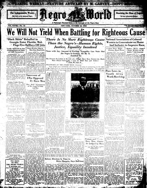 Front page, October 18, 1930