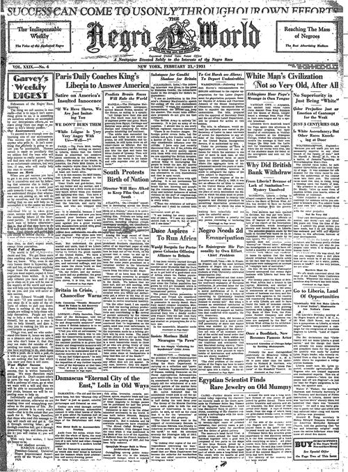 Front page, February 21, 1931