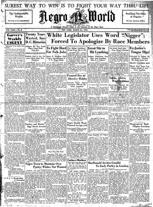 Front page, March 21, 1931