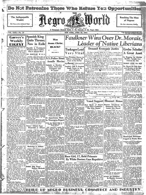 Front page, April 25, 1931